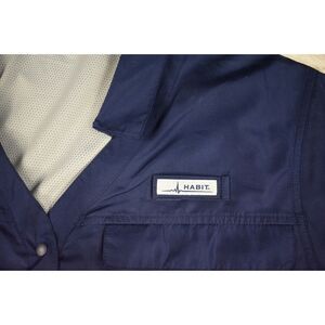 Habit Shirt Women 2XL Blue Long Sleeve Button Up Breathable Pockets Snap Buttons